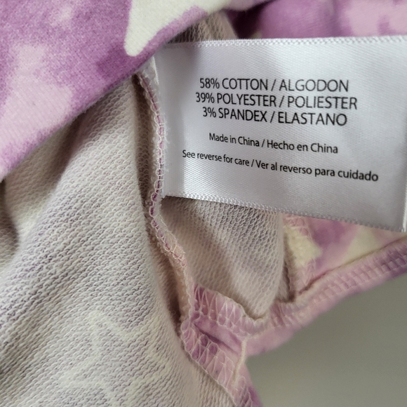 Wildfox 2 Piece Lounge Set Sweatshirt & Shorts Tie Dye Stars Purple Size Large‎ - Picture 4 of 11